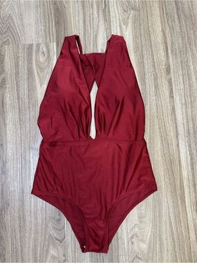 Wine Red One-Piece Swimwear